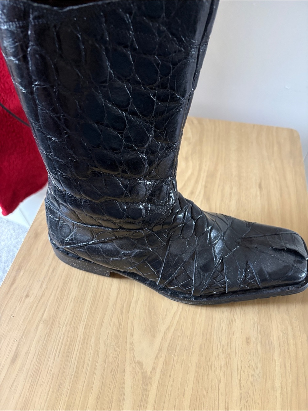 Mauri Black Croc-Embossed Leather Boots